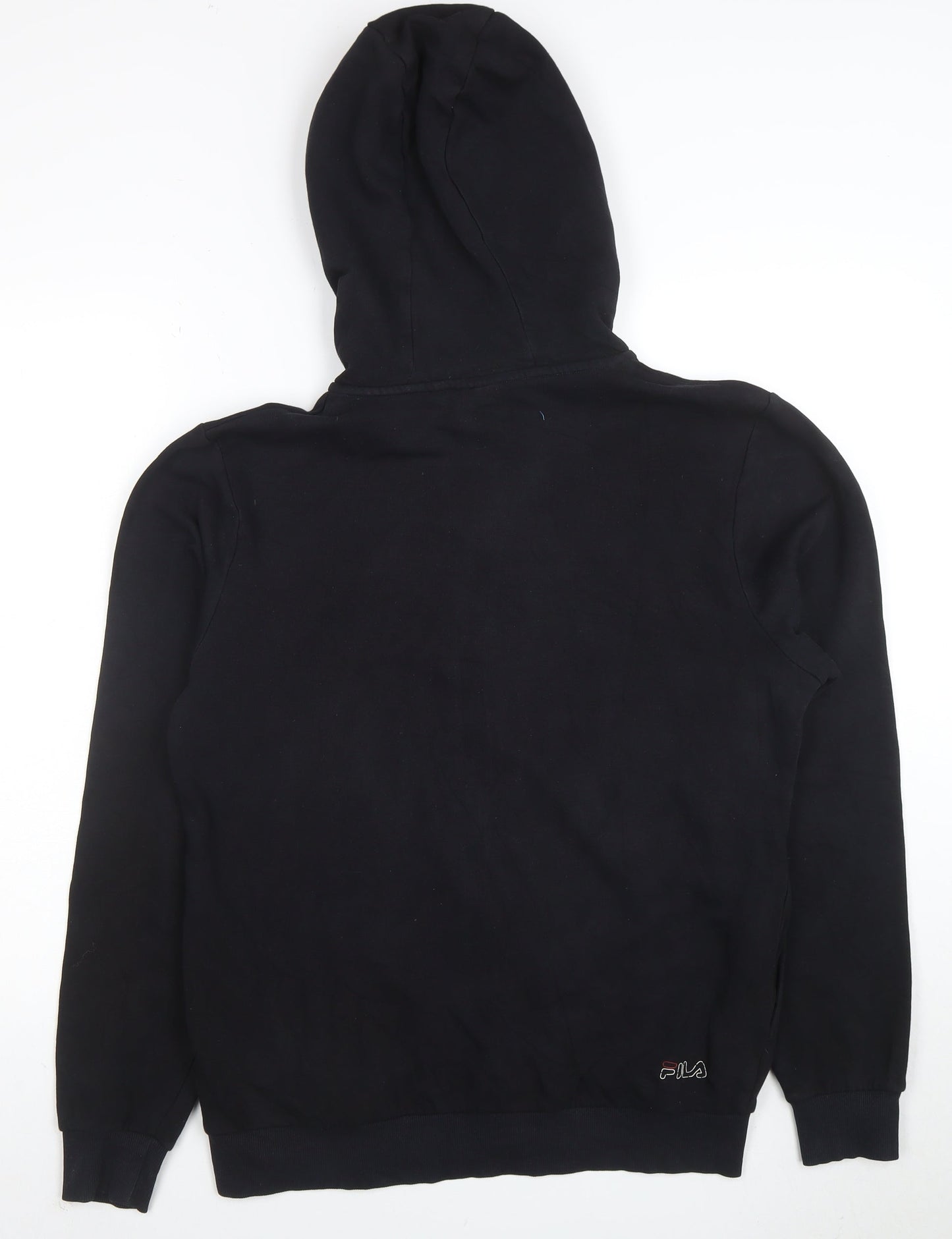 FILA Men's Black Full Zip Hoodie S Logo Fleece Sweatshirt