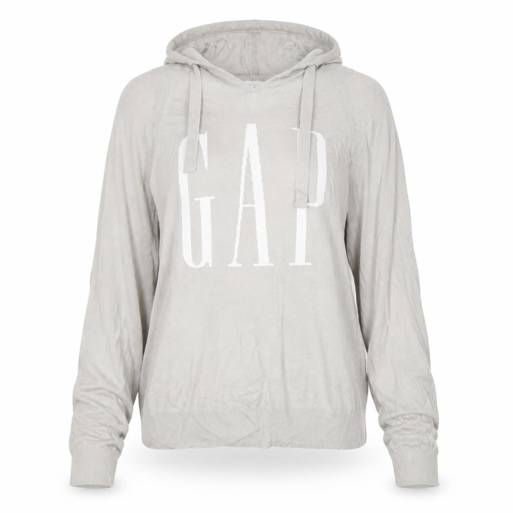 Gap Women Beige Hooded Pullover Sweatshirt Size L Cotton Blend