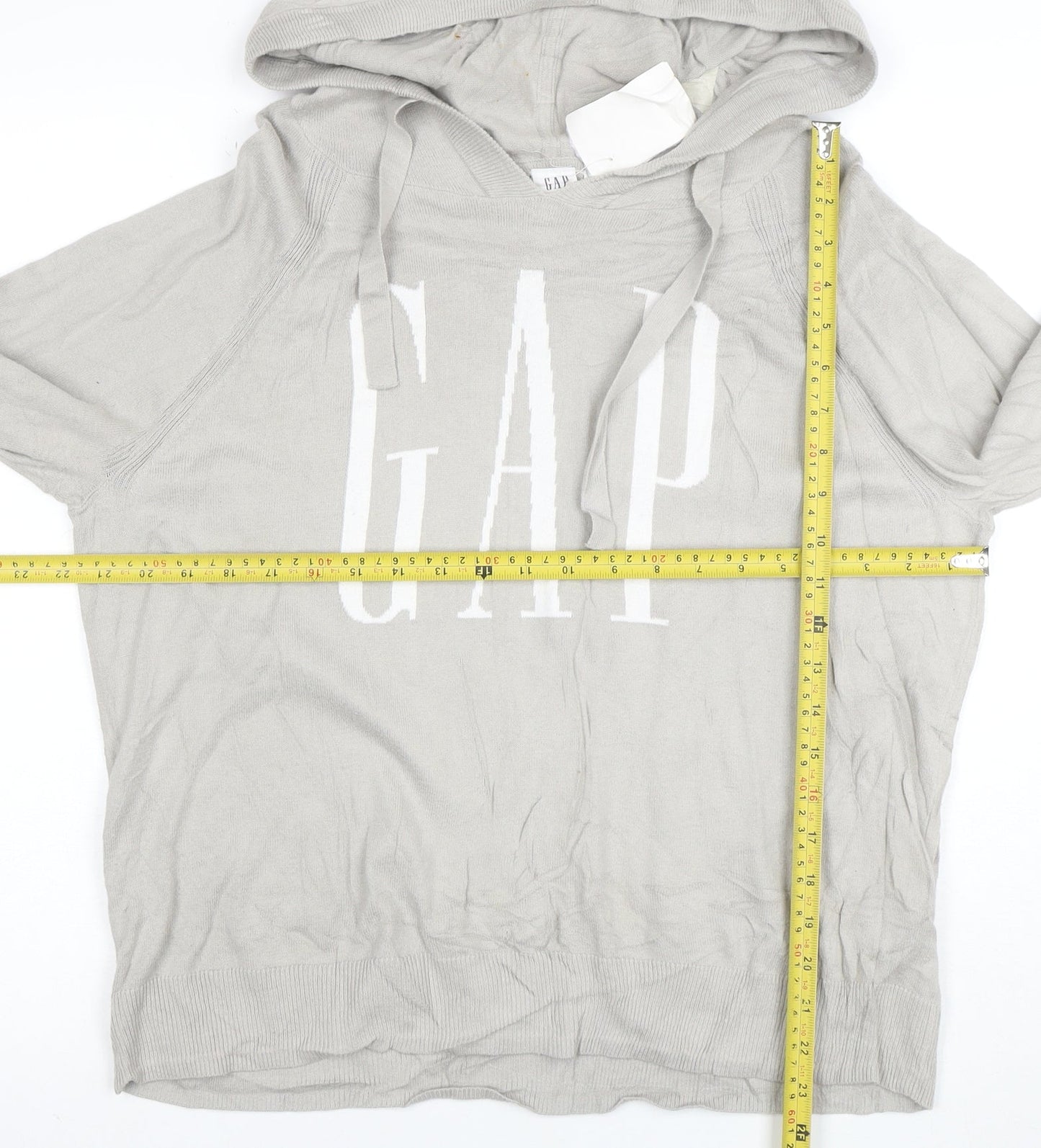 GAP Women Beige Hooded Pullover Sweatshirt Size L Cotton Blend