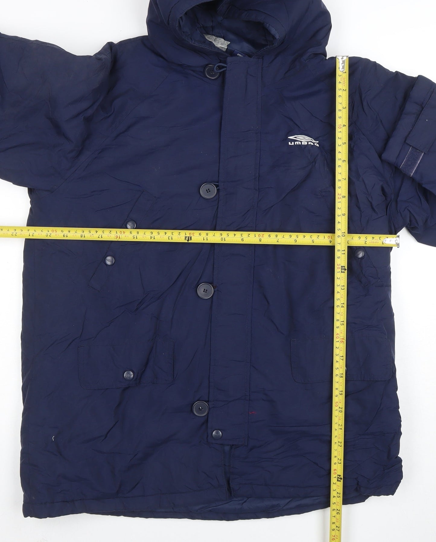 Umbro Boys Blue Hooded Parka Coat 12 Years Nylon Winter Lined Jacket