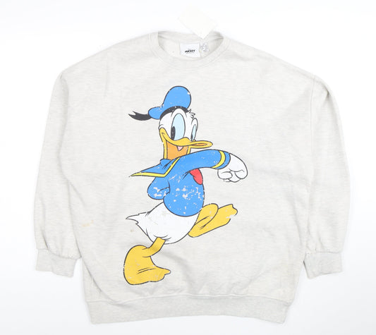 Disney Unisex Grey Donald Duck Graphic Pullover Sweatshirt XS