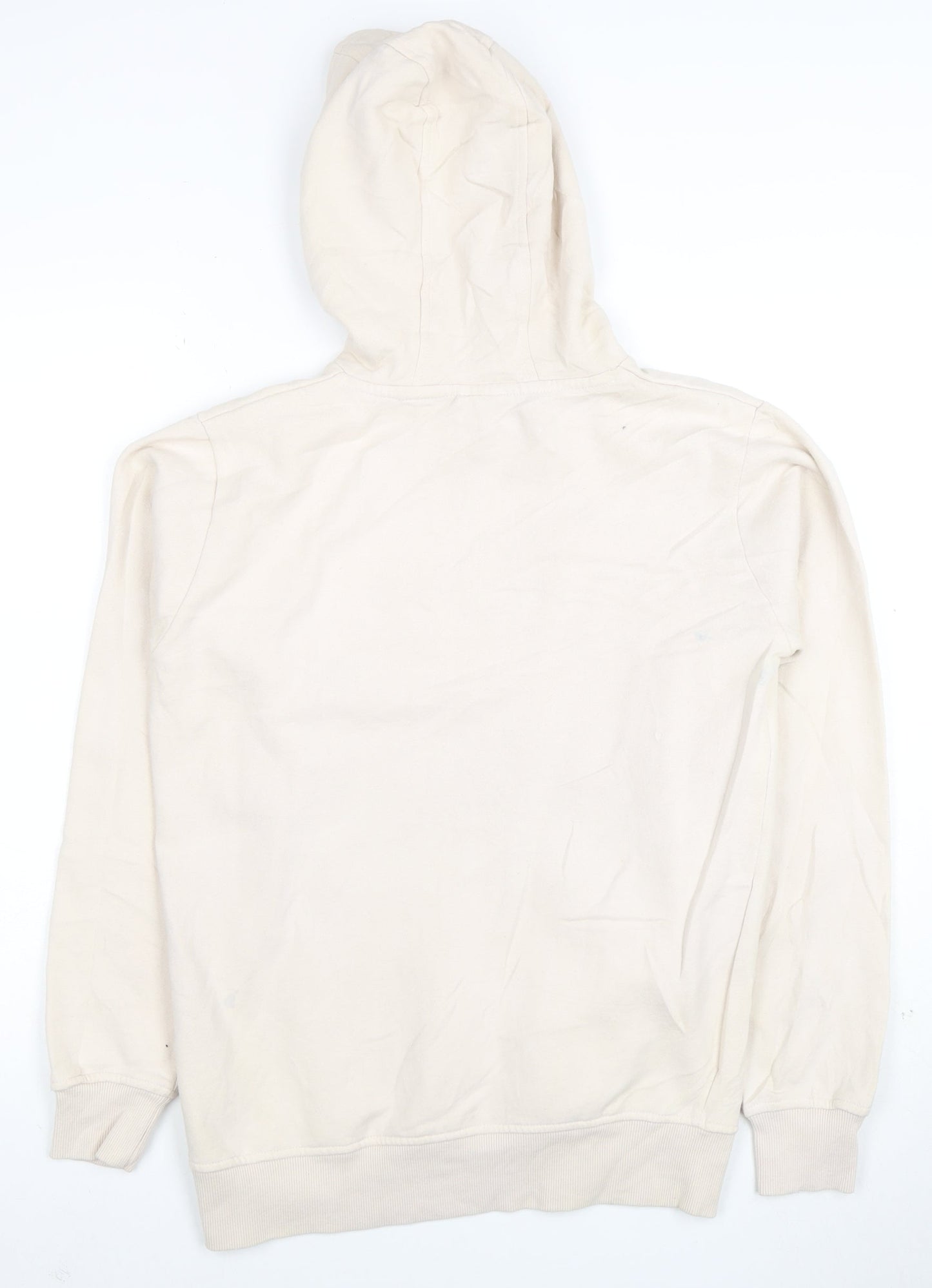 Ellesse Women Beige Pullover Hoodie UK 12 Logo Print Cotton Blend