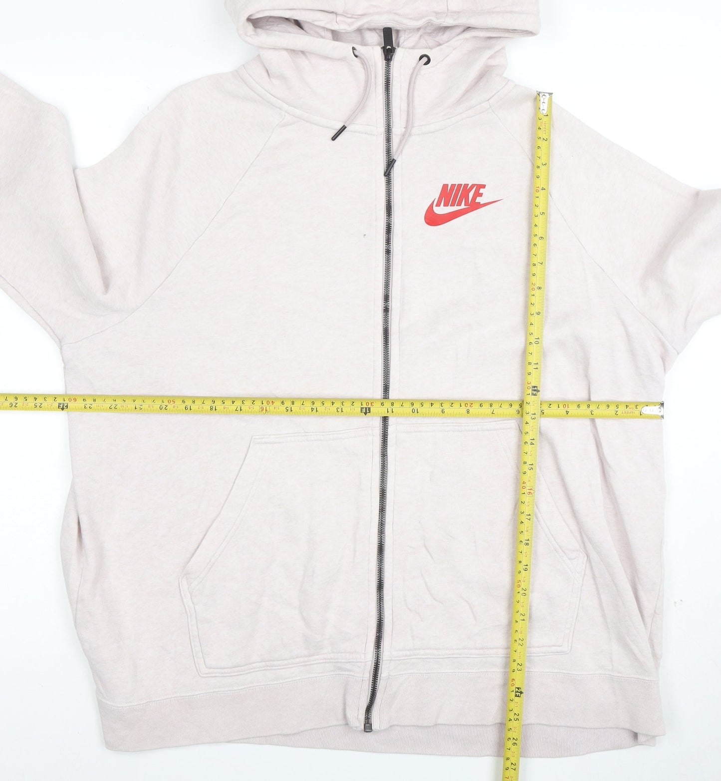 Nike Women Beige Full Zip Hoodie 2X Cotton Blend Casual