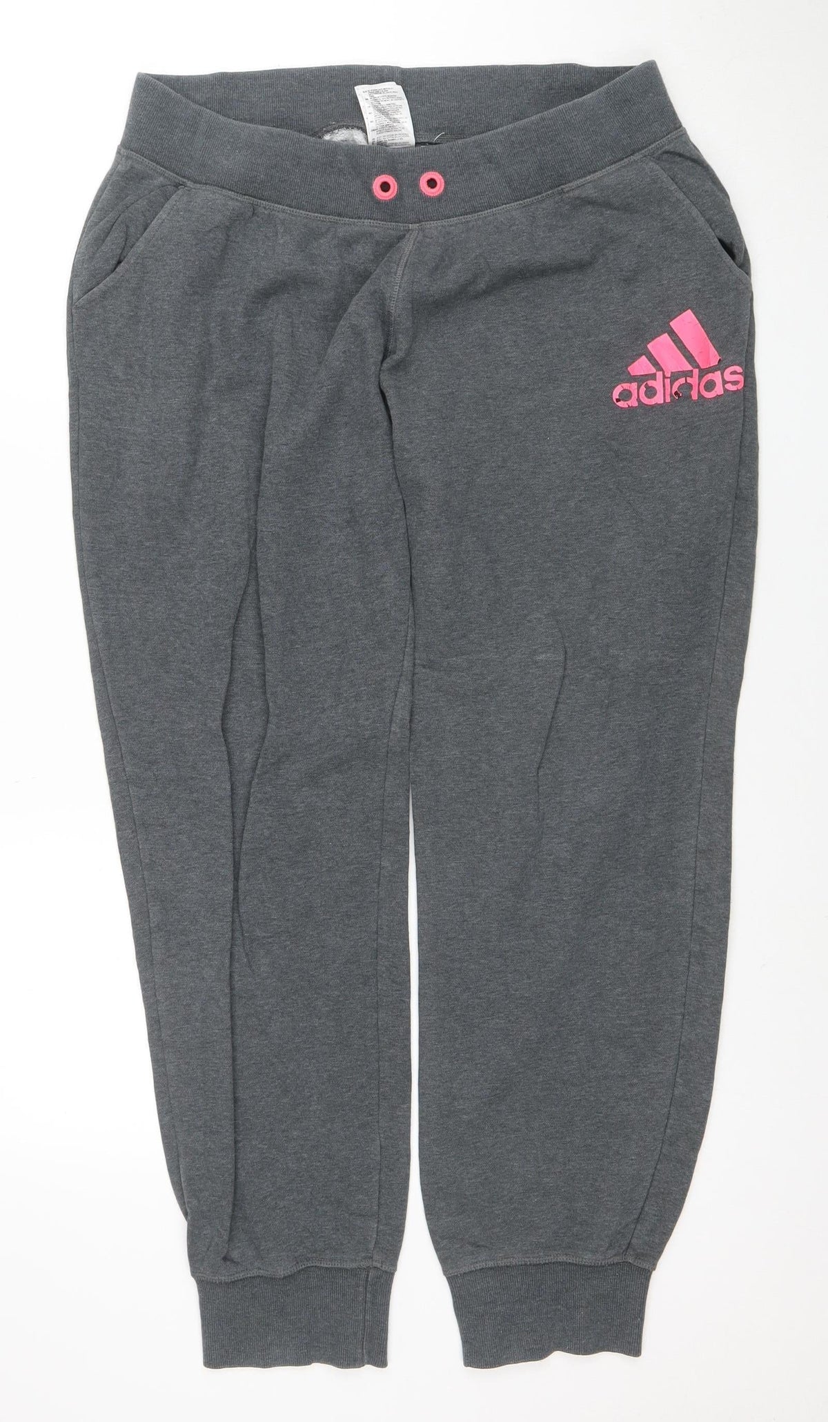 Adidas Womens Grey Jogger Trousers L Cotton Blend Activewear