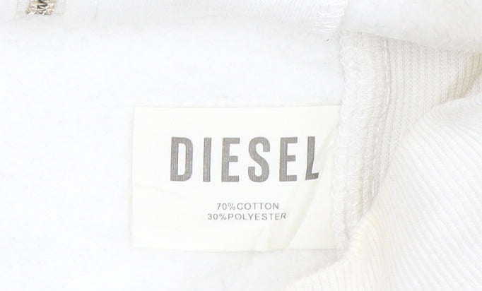 Diesel Womens Ivory Full Zip Hoodie XS Cotton Blend Casual