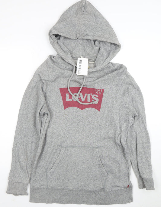 Levi's Men's Grey Pullover Hoodie Small Logo Graphic Cotton