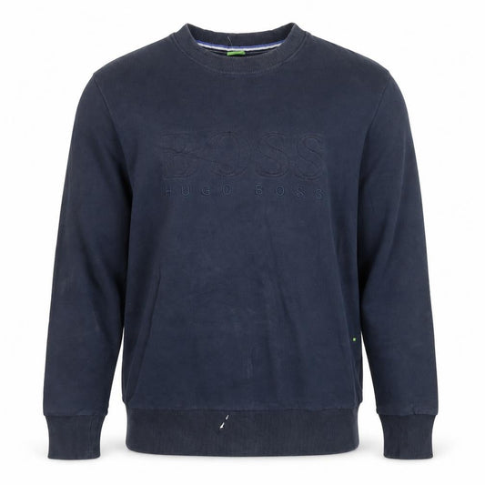 Hugo Boss Men's Blue Embroidered Logo Crew Neck Sweatshirt L