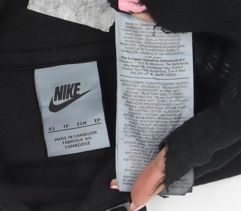 Nike Men's Black Pullover Hoodie XS Regular Fit Fleece Logo