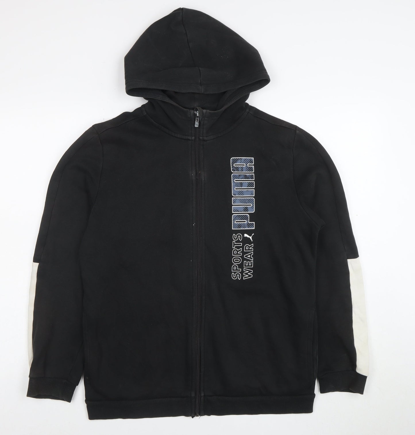 Puma Boys Black Full Zip Hoodie Size 15-16 Years Sportswear Logo