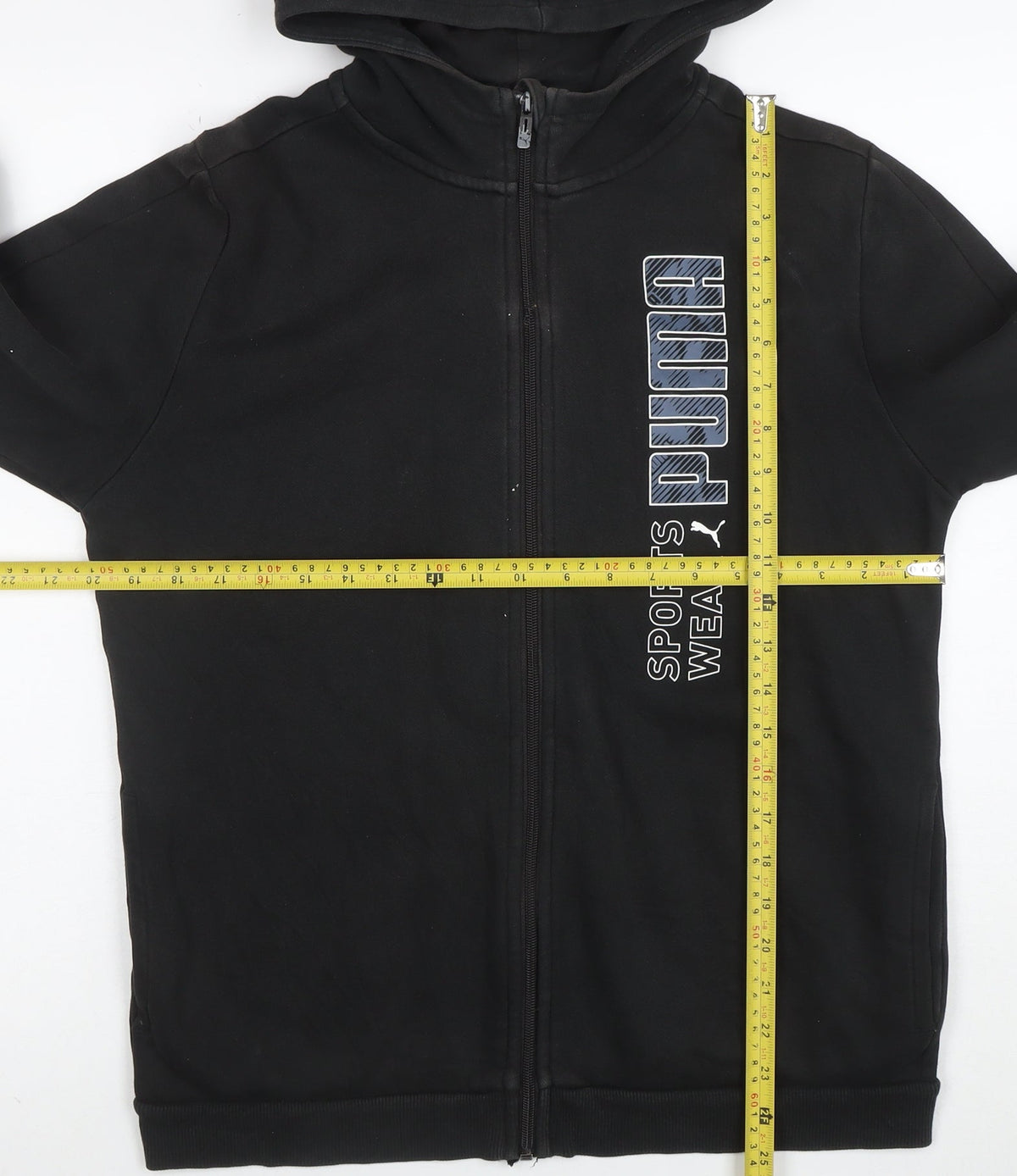 Puma Boys Black Full Zip Hoodie Size 15-16 Years Sportswear Logo