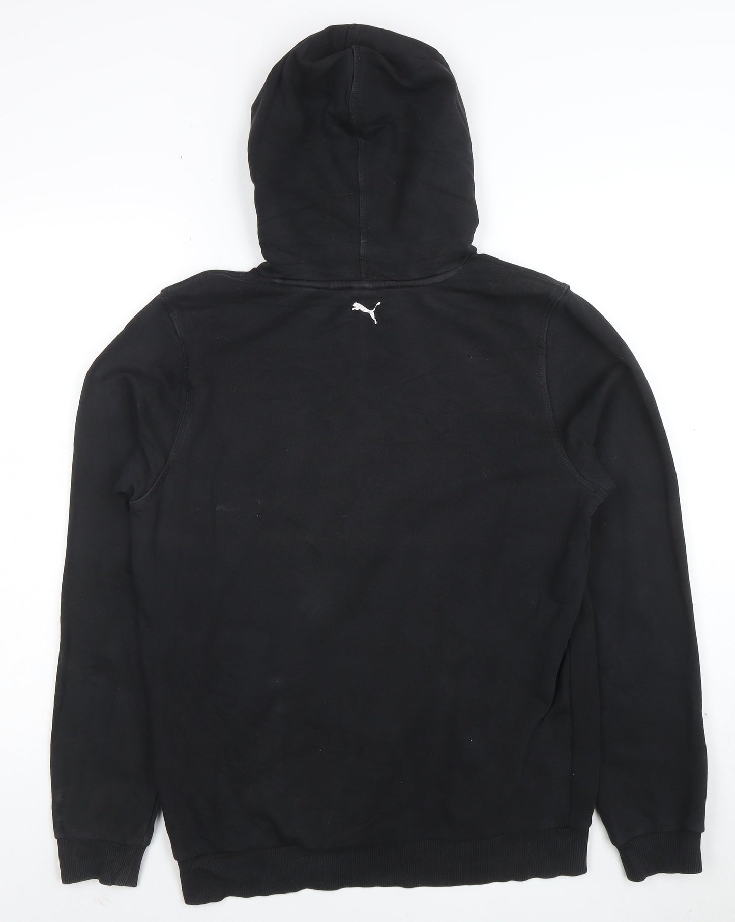 Puma Boys Black Pullover Hoodie Size 16 Graphic Print Cotton Blend