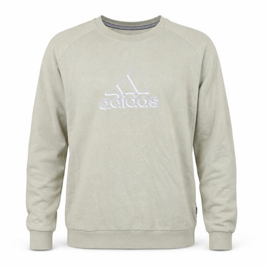 Adidas Men Beige Embroidered Logo Crew Neck Sweatshirt M