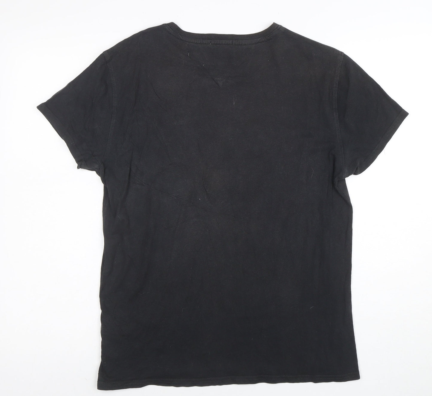 Tommy Jeans Men's Black Regular Fit Cotton Crew Neck T-Shirt Size S