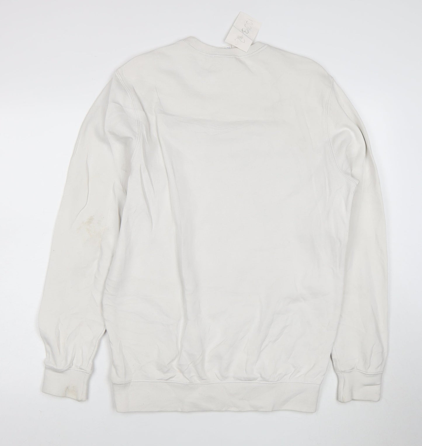 Reebok Men's White Pullover Sweatshirt M Logo Graphic Fleece