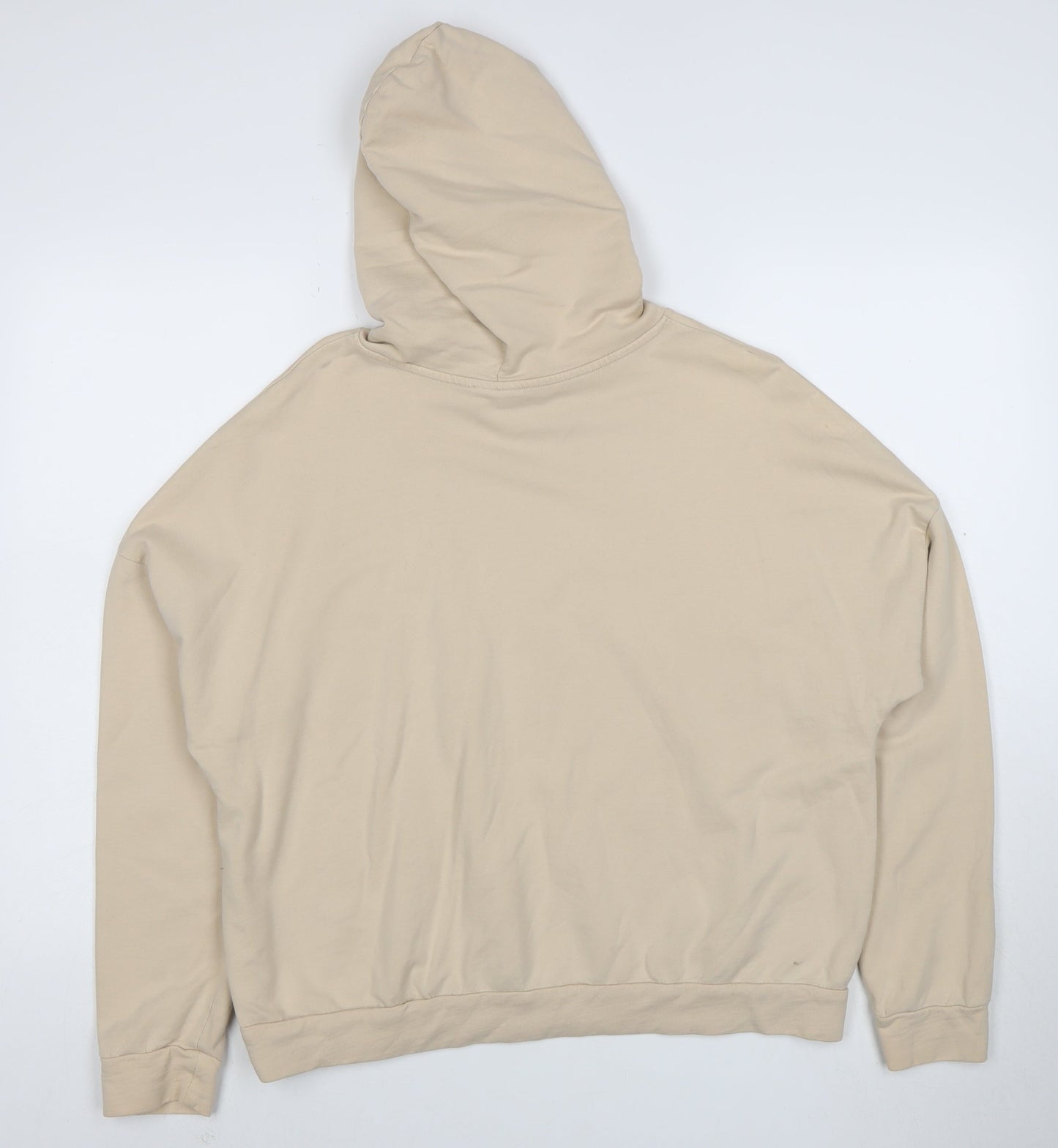 ASOS Design Women Beige Hoodie Size 12 Pullover Cotton Relaxed Fit