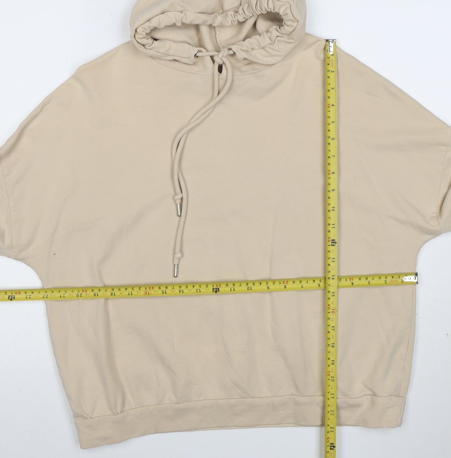 ASOS Design Women Beige Hoodie Size 12 Pullover Cotton Relaxed Fit