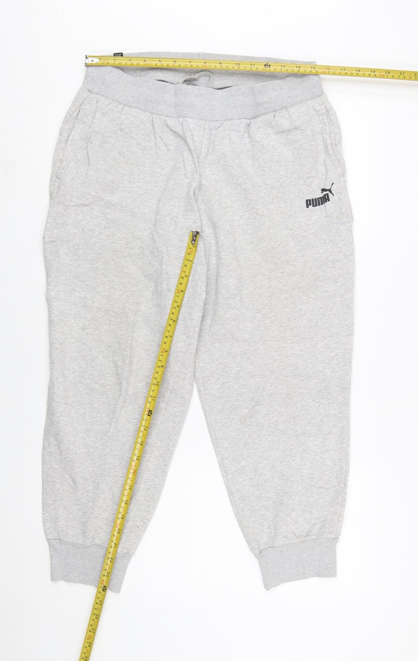 Puma Womens Grey Jogger Sweatpants L Cotton Blend