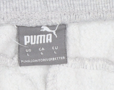 Puma Womens Grey Jogger Sweatpants L Cotton Blend