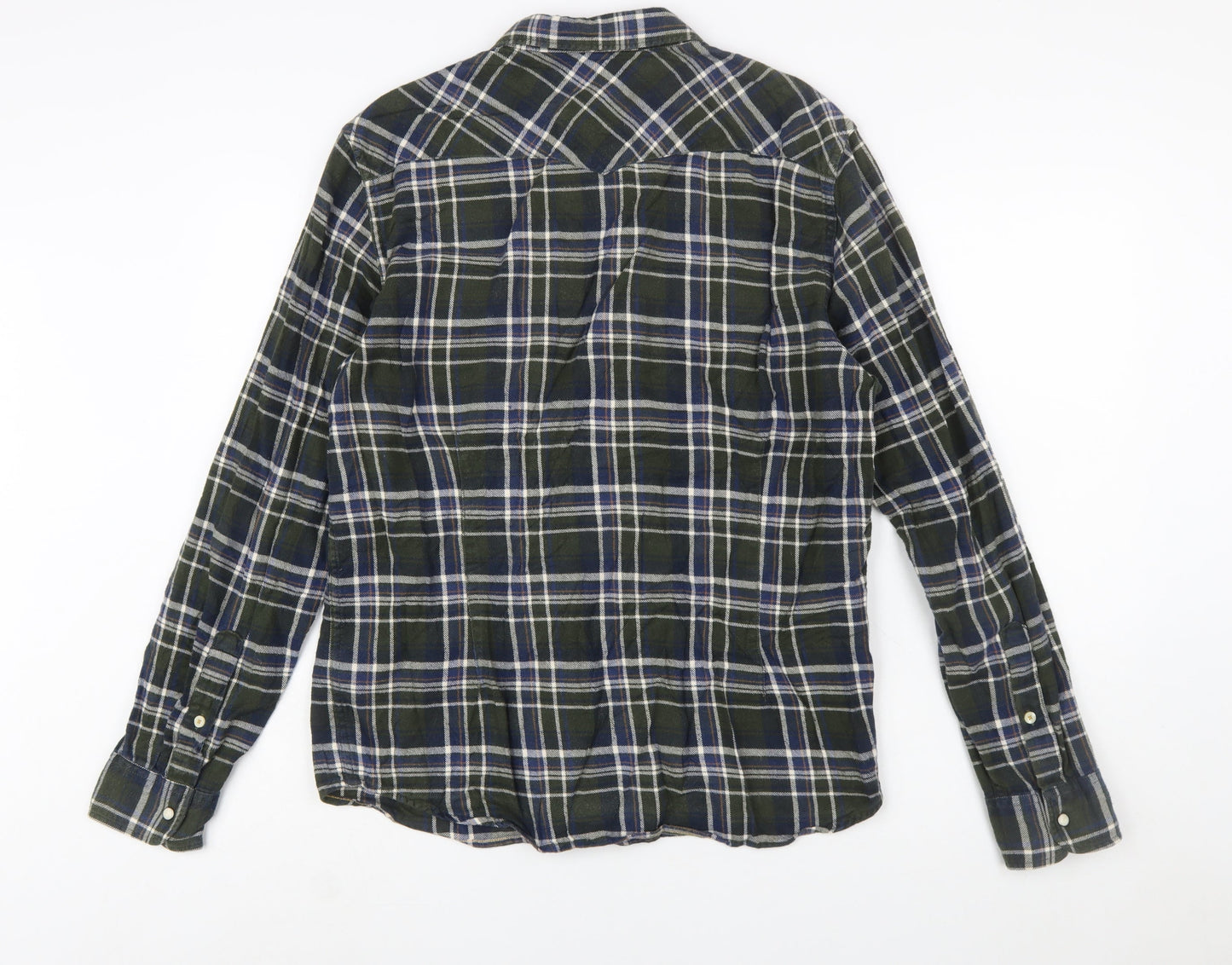 Lee Men's Green Check Slim Fit Flannel Long Sleeve Button-Up Shirt Size M