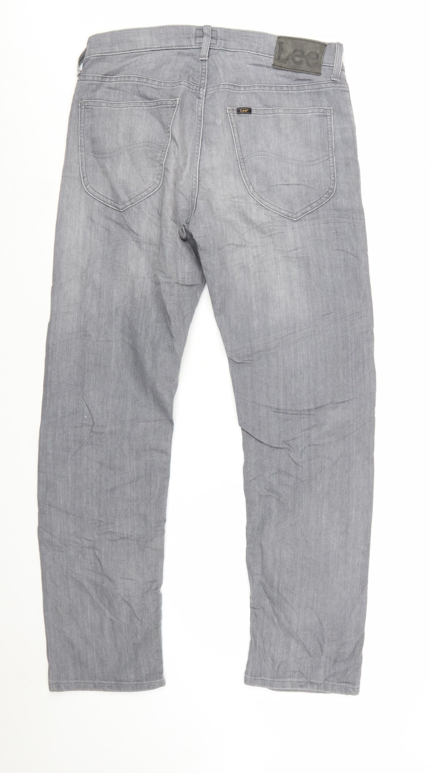 Lee Men's Grey Daren Button Fly Straight Jeans W32 L30 Cotton Blend