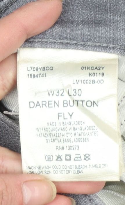 Lee Men's Grey Daren Button Fly Straight Jeans W32 L30 Cotton Blend