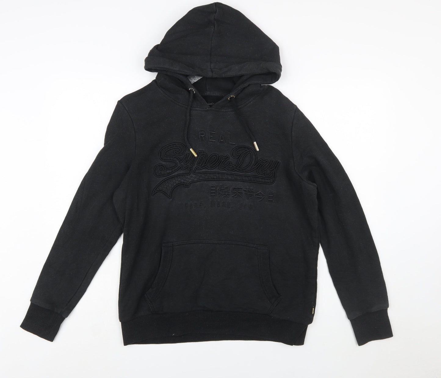 Superdry Womens Black Size 16 Pullover Hoodie with Logo Design