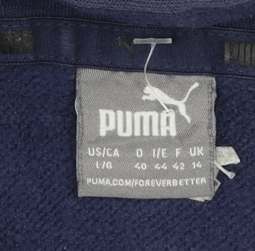 Puma Women Navy Blue Pullover Hoodie Size 14 Cotton Blend Sweatshirt
