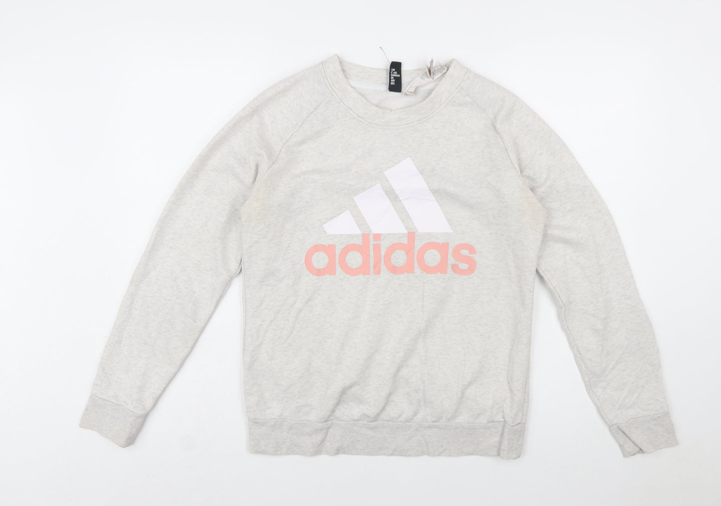 Adidas Women Grey Logo Crew Neck Sweatshirt Size M 12-14