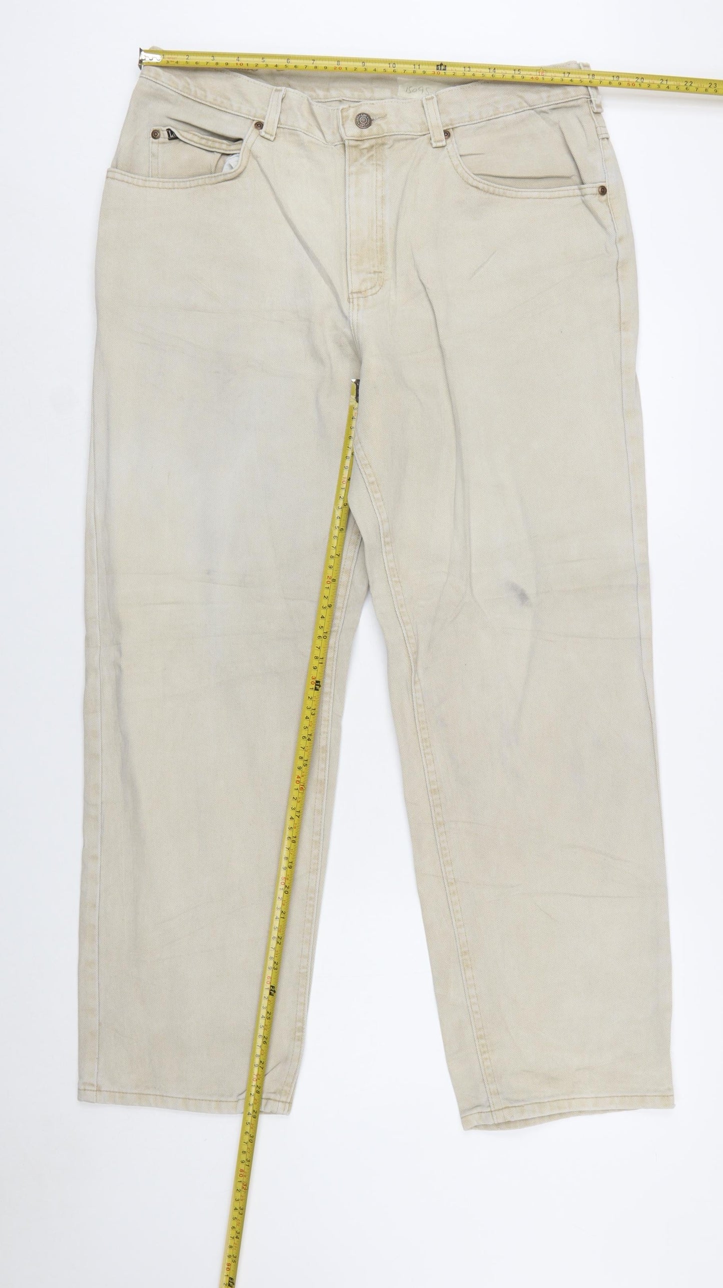 Lee Men's Beige 38x30 Straight Fit Cotton Denim Jeans