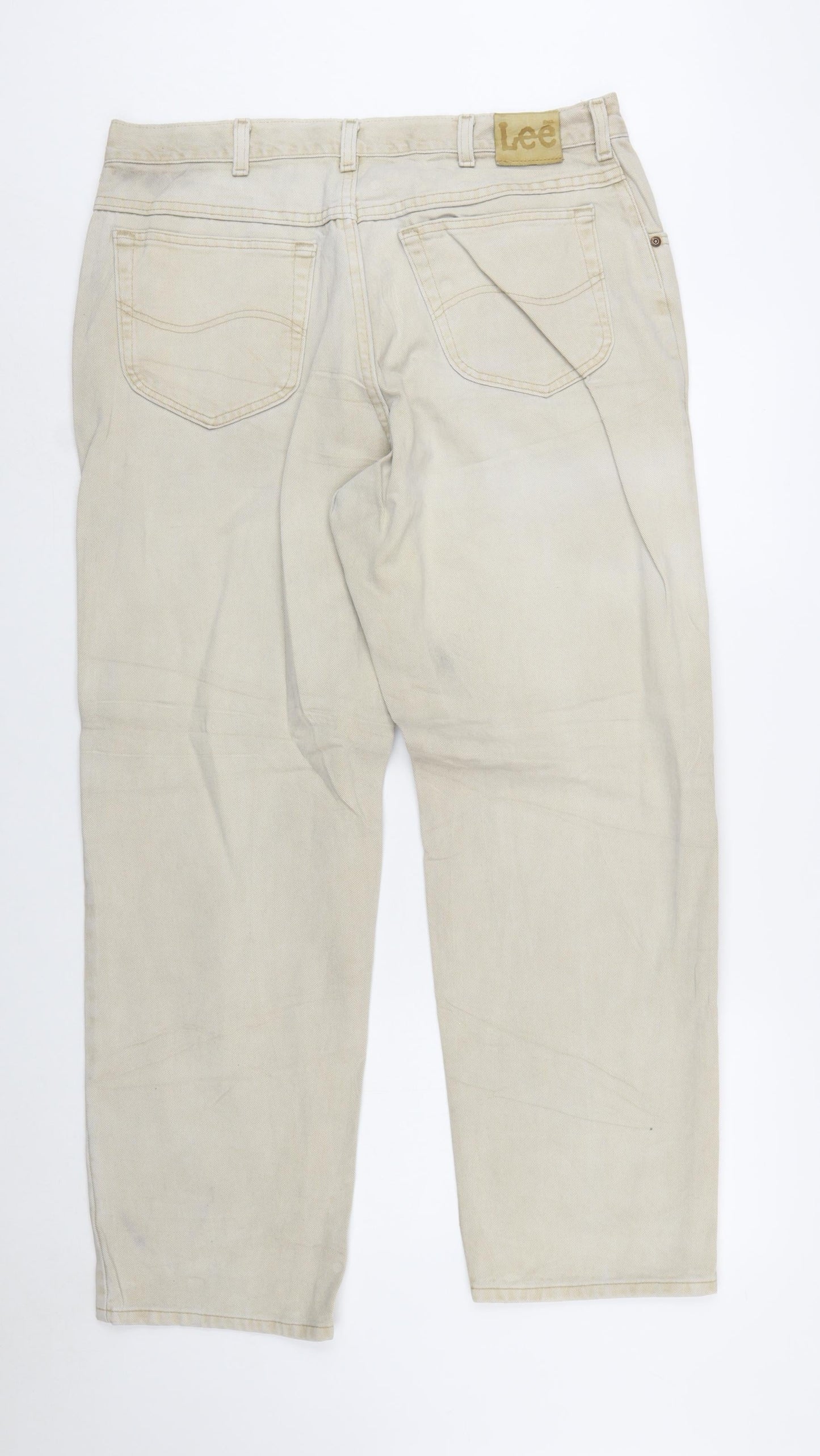 Lee Men's Beige 38x30 Straight Fit Cotton Denim Jeans