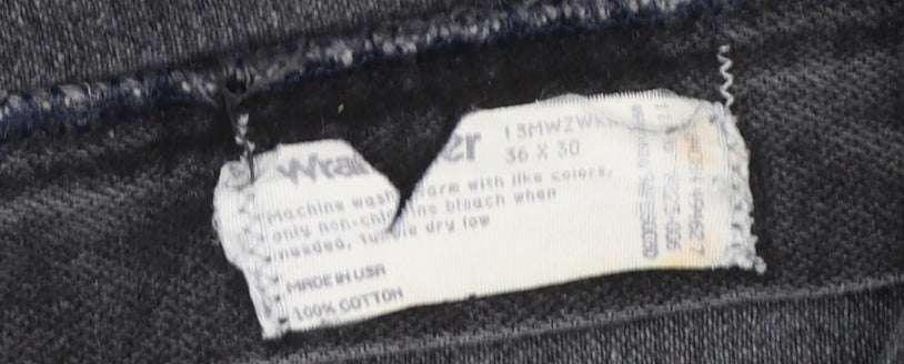 Wrangler Men's Black Straight Jeans 36x30 Regular Fit Denim