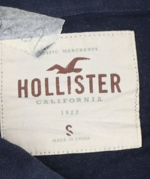 Hollister Mens Blue White Pullover Hoodie Small Logo Striped Sweatshirt