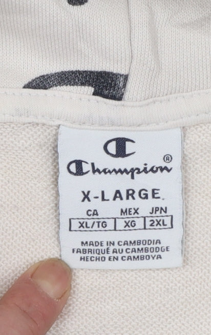Champion Womens Beige XL Pullover Hoodie Cotton Blend Casual Sweatshirt