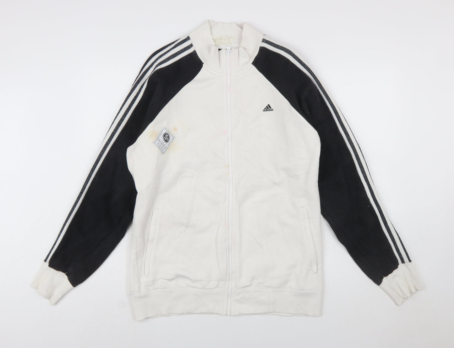 Adidas Men's White Full Zip Sweatshirt L Sports Fleece Jacket