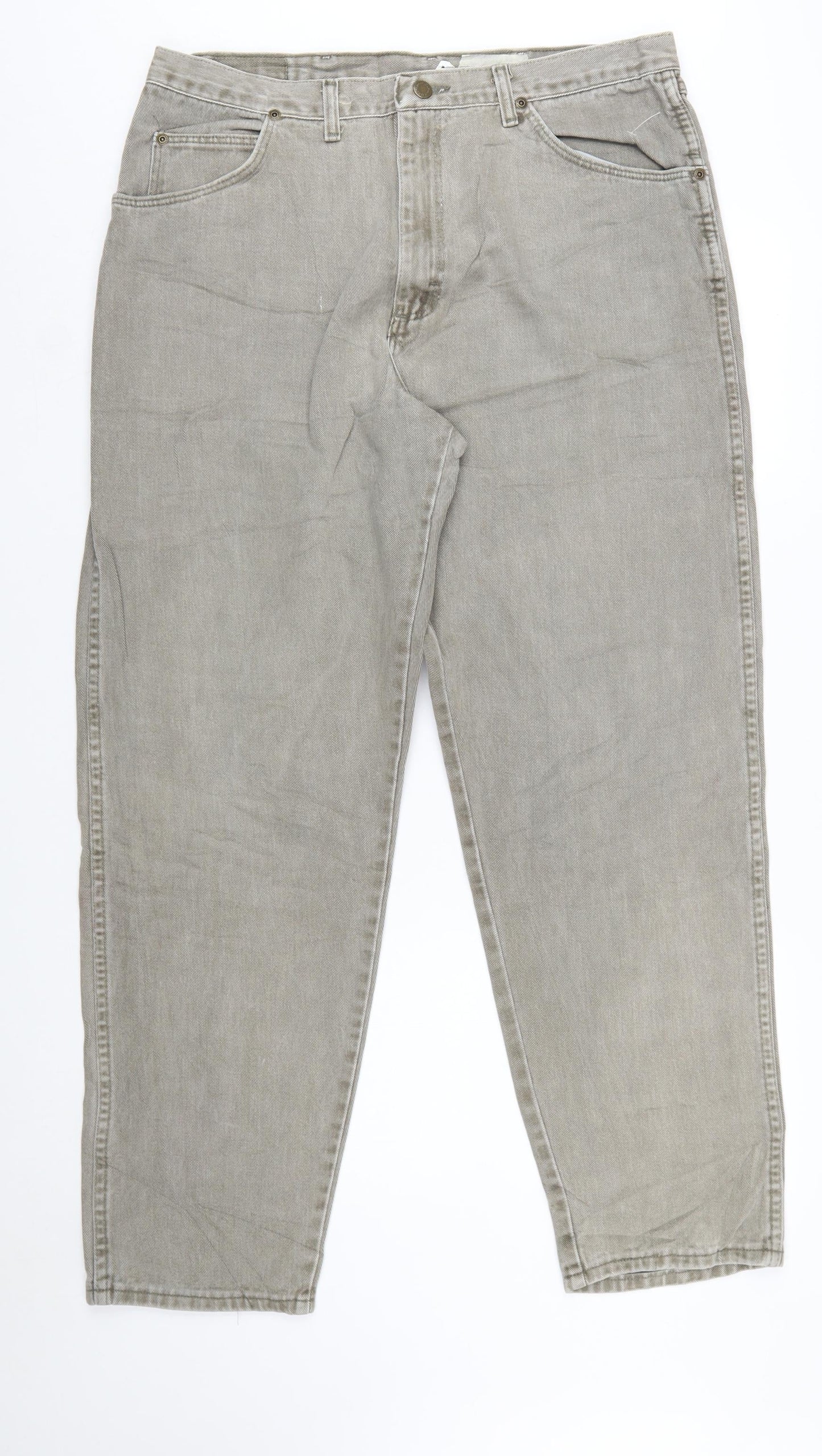 Wrangler Men Beige 38x32 Straight Fit Denim Jeans