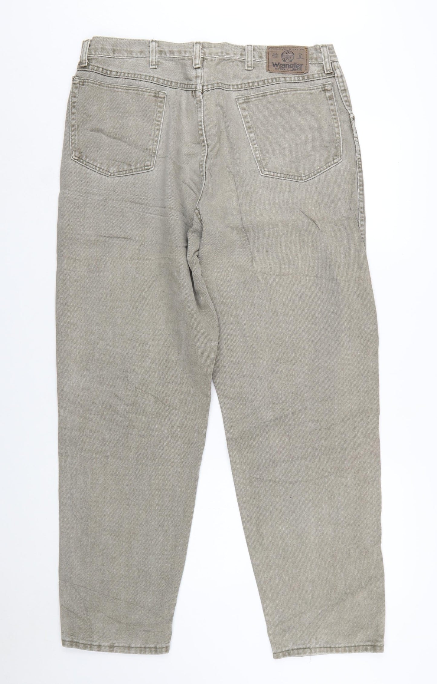 Wrangler Men Beige 38x32 Straight Fit Denim Jeans