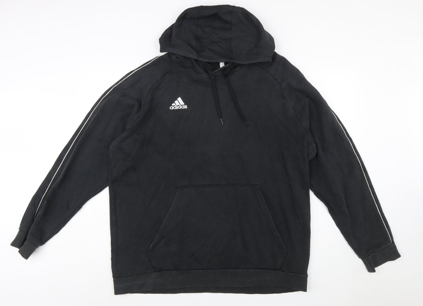 Adidas Men's Black 2XL Pullover Hoodie with Logo and Kangaroo Pocket