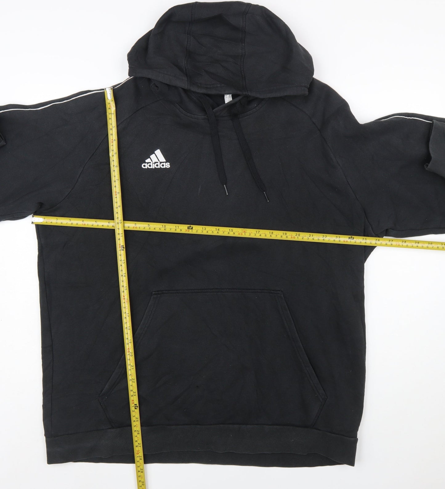 Adidas Men's Black 2XL Pullover Hoodie with Logo and Kangaroo Pocket