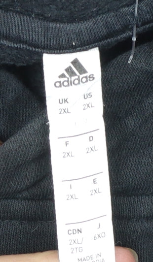 Adidas Men's Black 2XL Pullover Hoodie with Logo and Kangaroo Pocket
