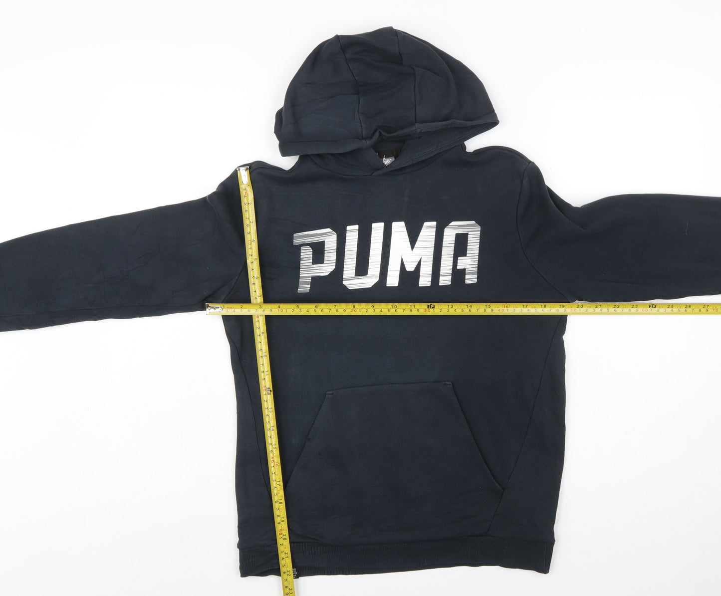 Puma Boys Black XL Pullover Hoodie with Logo Print