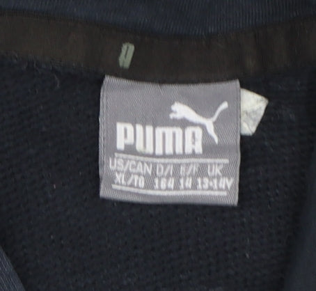 Puma Boys Black XL Pullover Hoodie with Logo Print