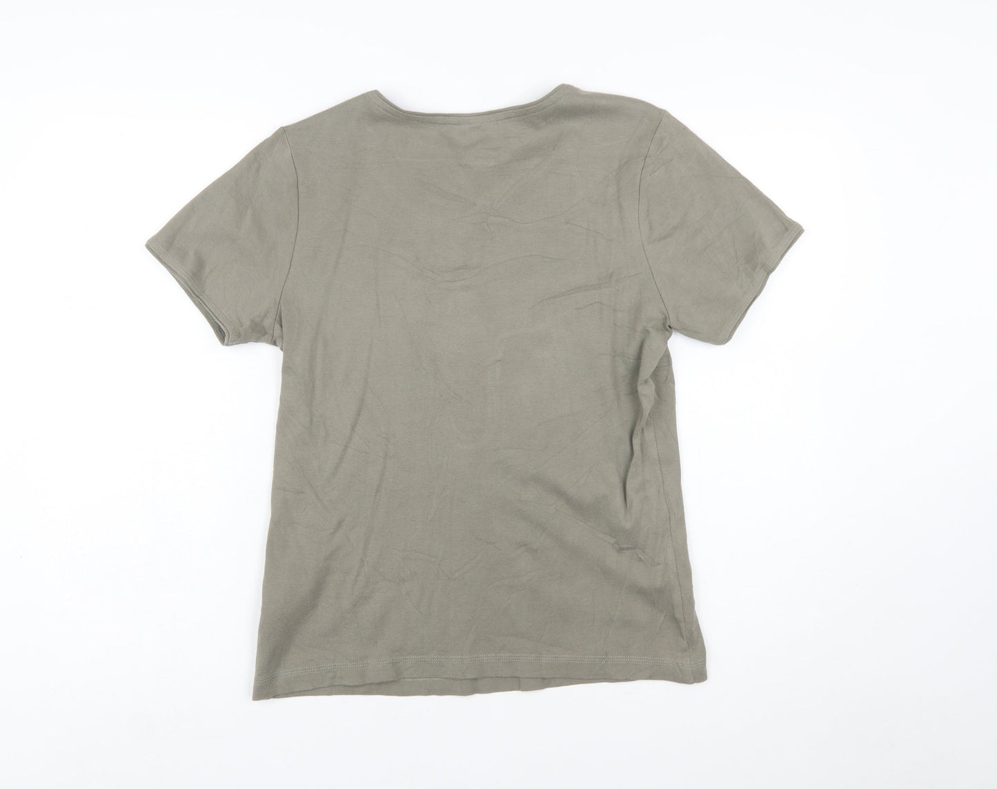 Adidas Women Green Cotton Crew Neck Short Sleeve T-Shirt Size 18