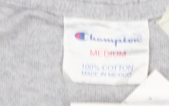 Champion Men's Grey Miami Swimming Graphic T-Shirt Medium Cotton