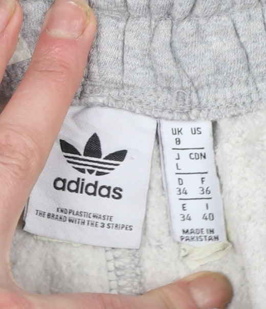 Adidas Womens Grey Jogger Sweatpants Size 8 Elastic Waist Fleece
