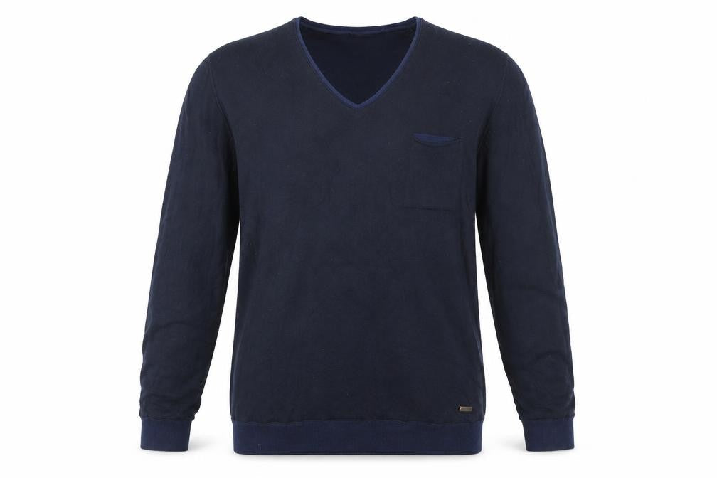 Hugo Boss Mens Blue V-Neck Cotton Pullover Jumper Medium