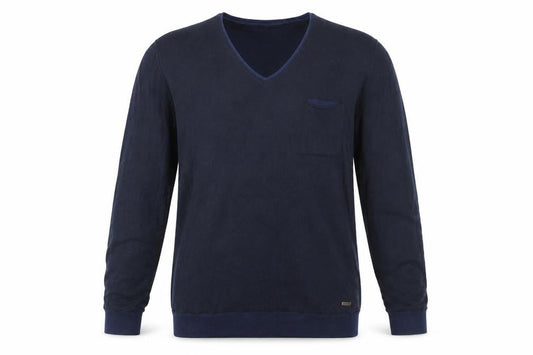 Hugo Boss Mens Blue V-Neck Cotton Pullover Jumper Medium