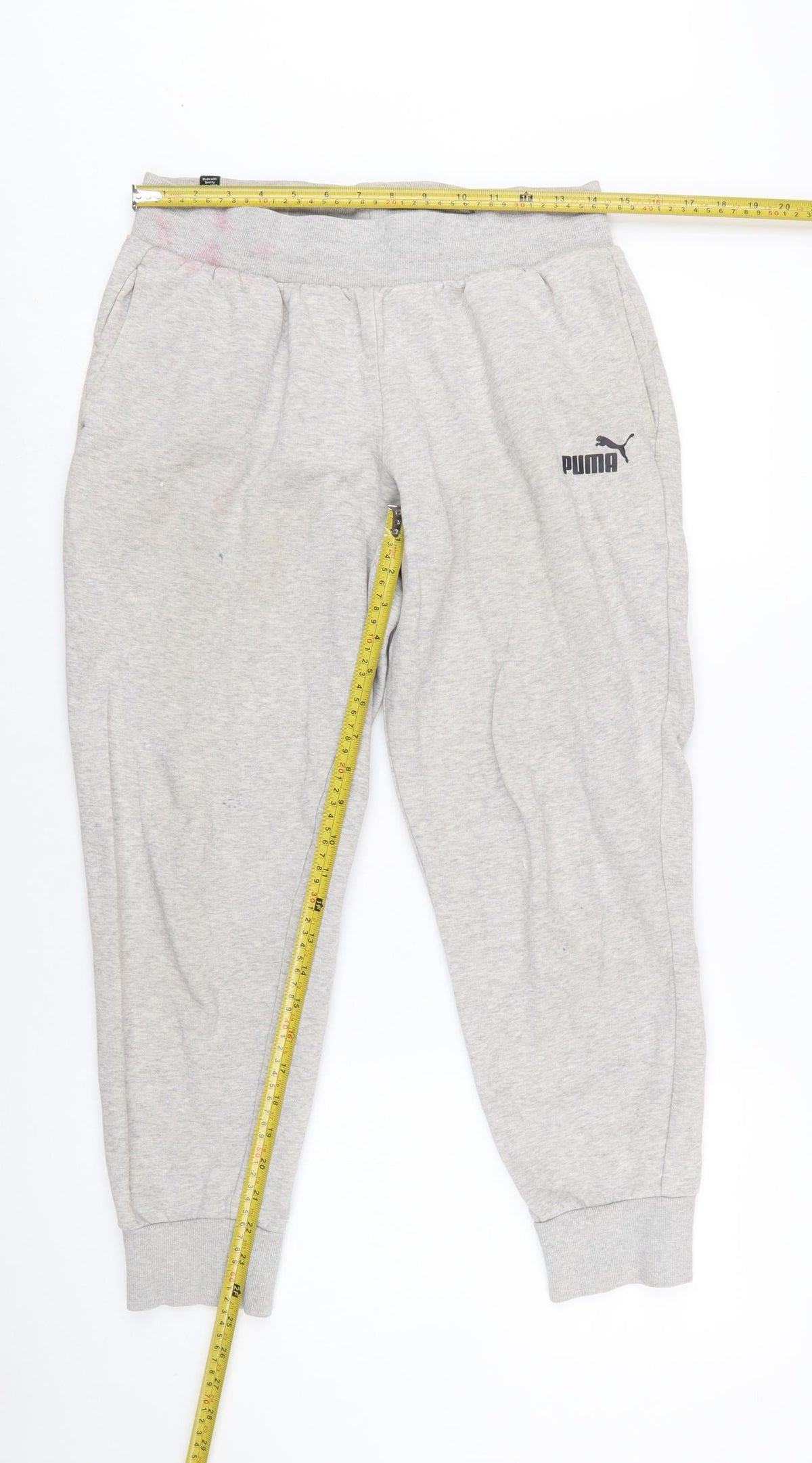 Puma Womens Grey Jogger Sweatpants M Cotton Blend Fleece Trousers