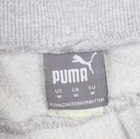 Puma Womens Grey Jogger Sweatpants M Cotton Blend Fleece Trousers