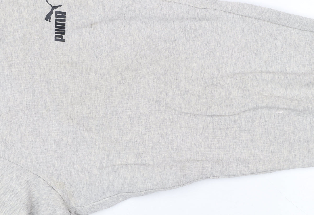 Puma Womens Grey Jogger Sweatpants M Cotton Blend Fleece Trousers
