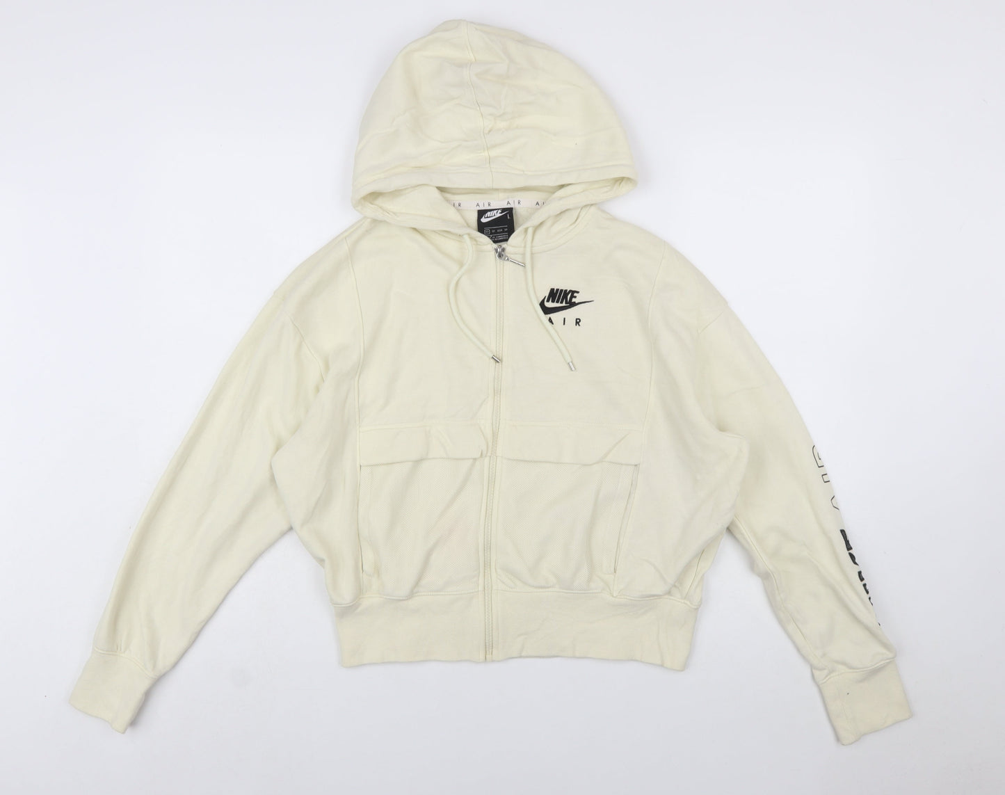 Nike Air Women's Beige Full Zip Hoodie XS Cotton Blend